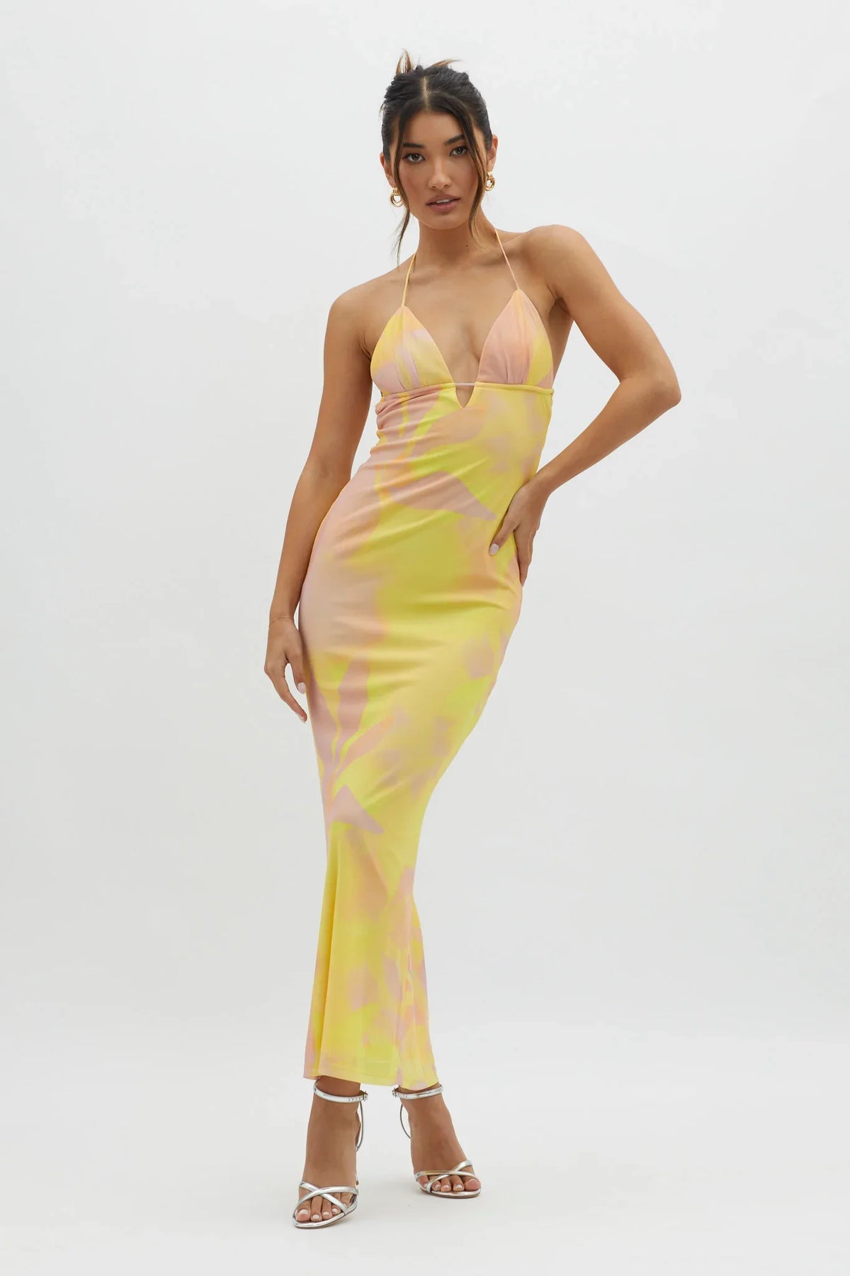 Santa Rosa Ruched Back Maxi Dress Yellow