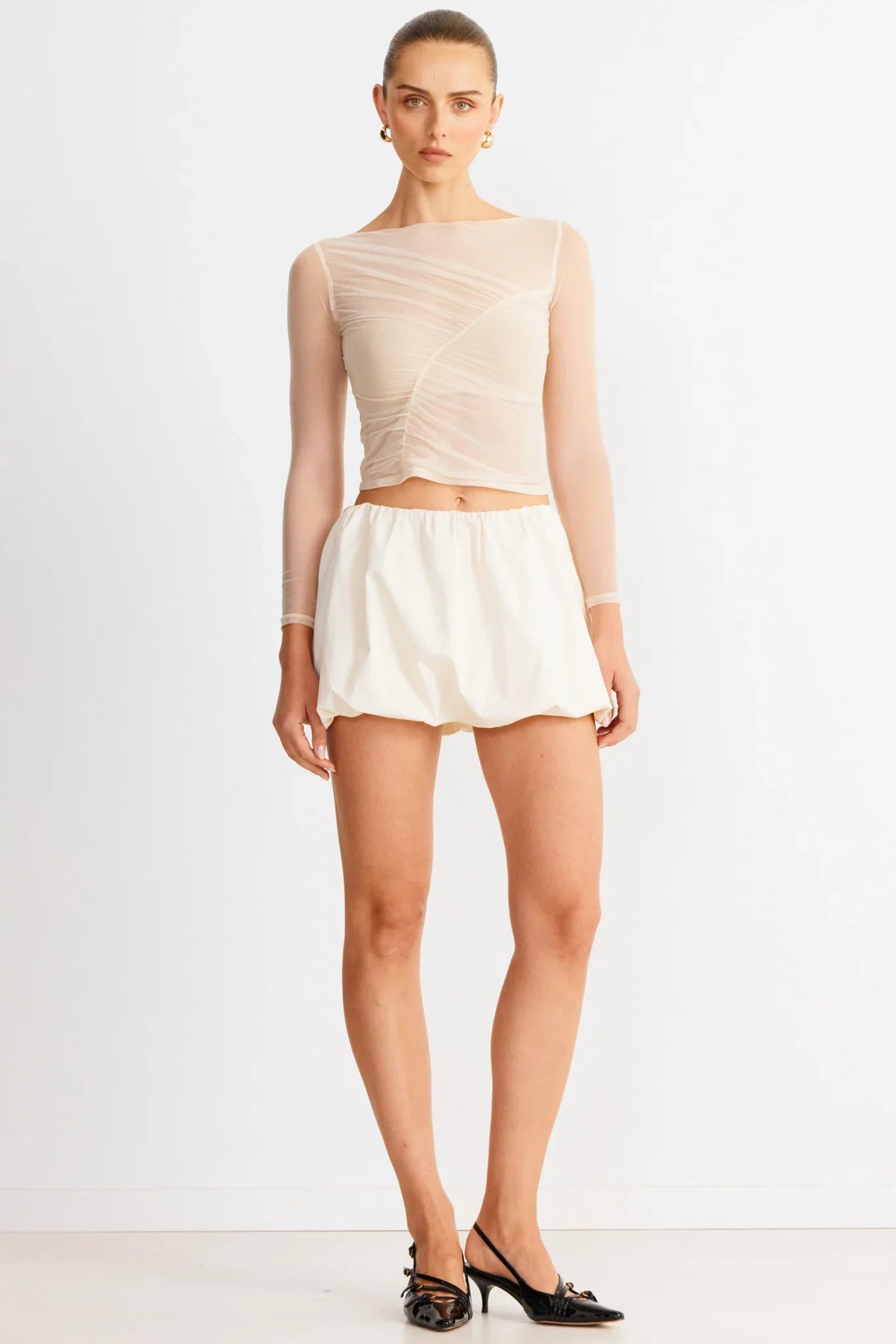 SNDYS Freja Bubble Skirt Chalk