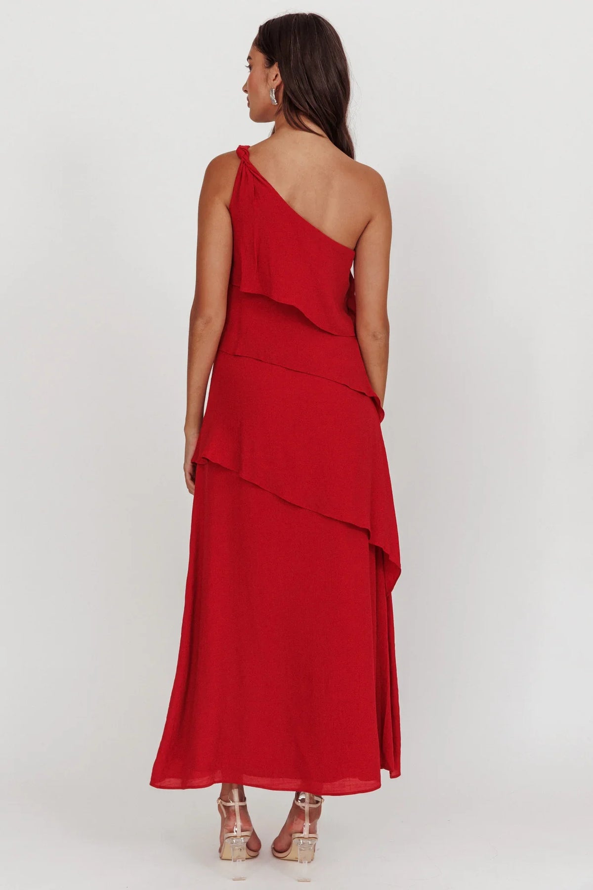Delwyn One-Shoulder Maxi Dress Red