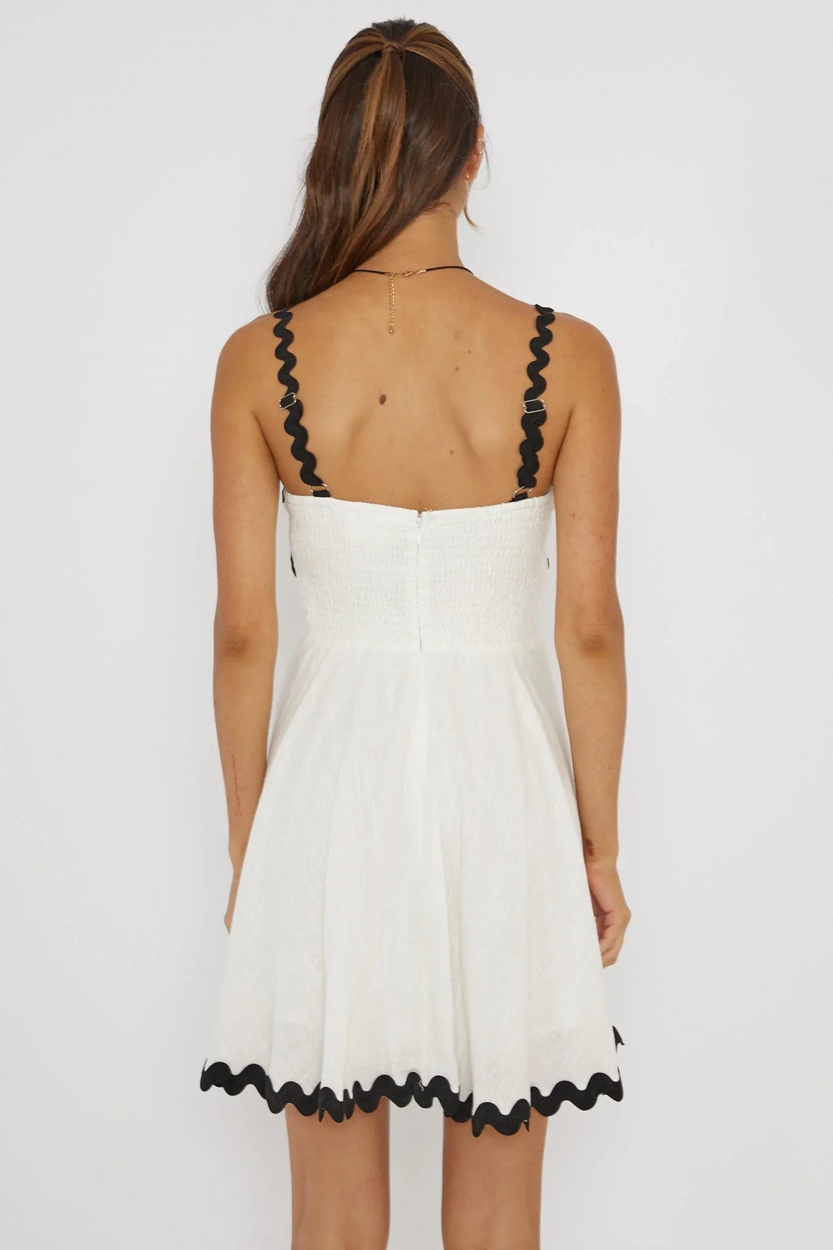Won Me Over Ric Rac Trim Mini Dress White