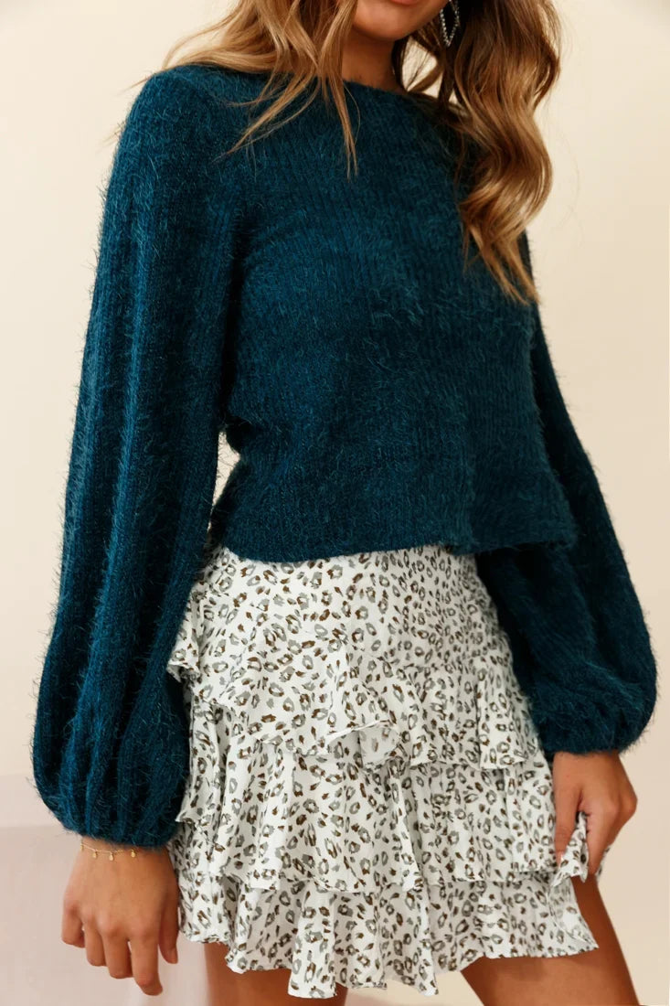 Let Them Eat Cake Triple Ruffle Skirt Leopard Print White