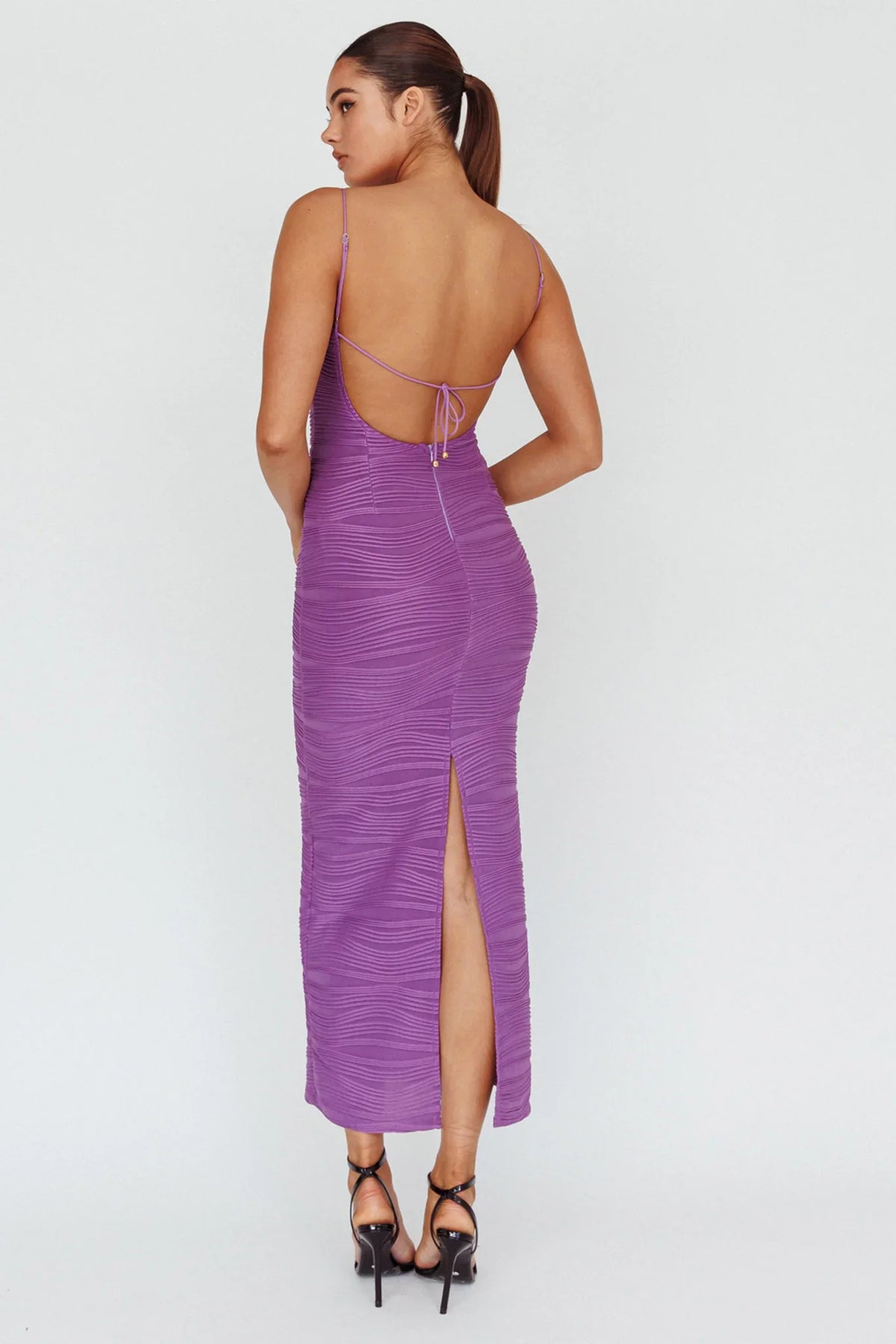 Orion Keyhole Bodice Midi Dress Purple