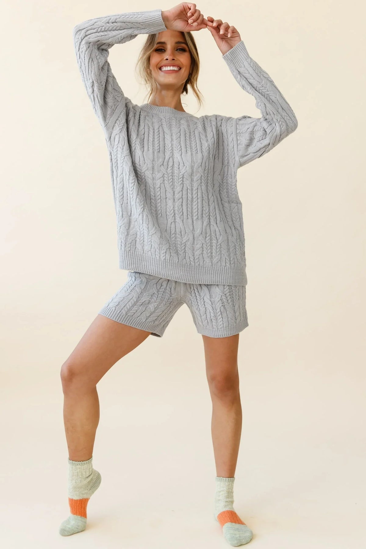 Colorado Cable Knit Sweater Grey