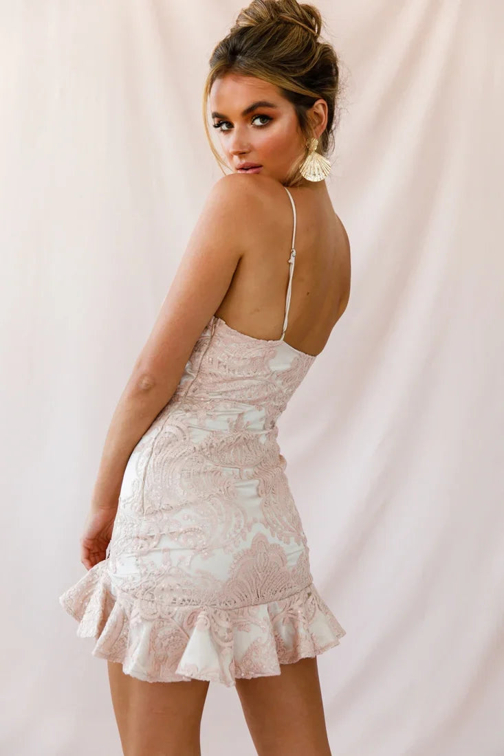 Hollywood Hills Sequin Embellished Party Dress Champagne