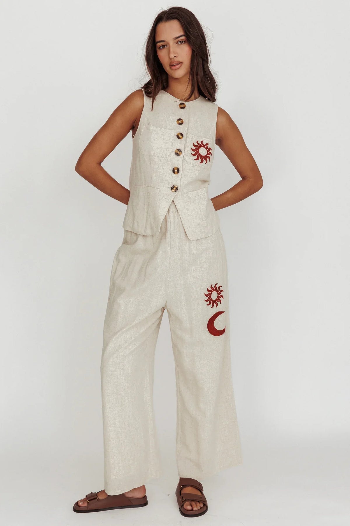 Swing Of Things Sun And Moon Wide Leg Pants Oat