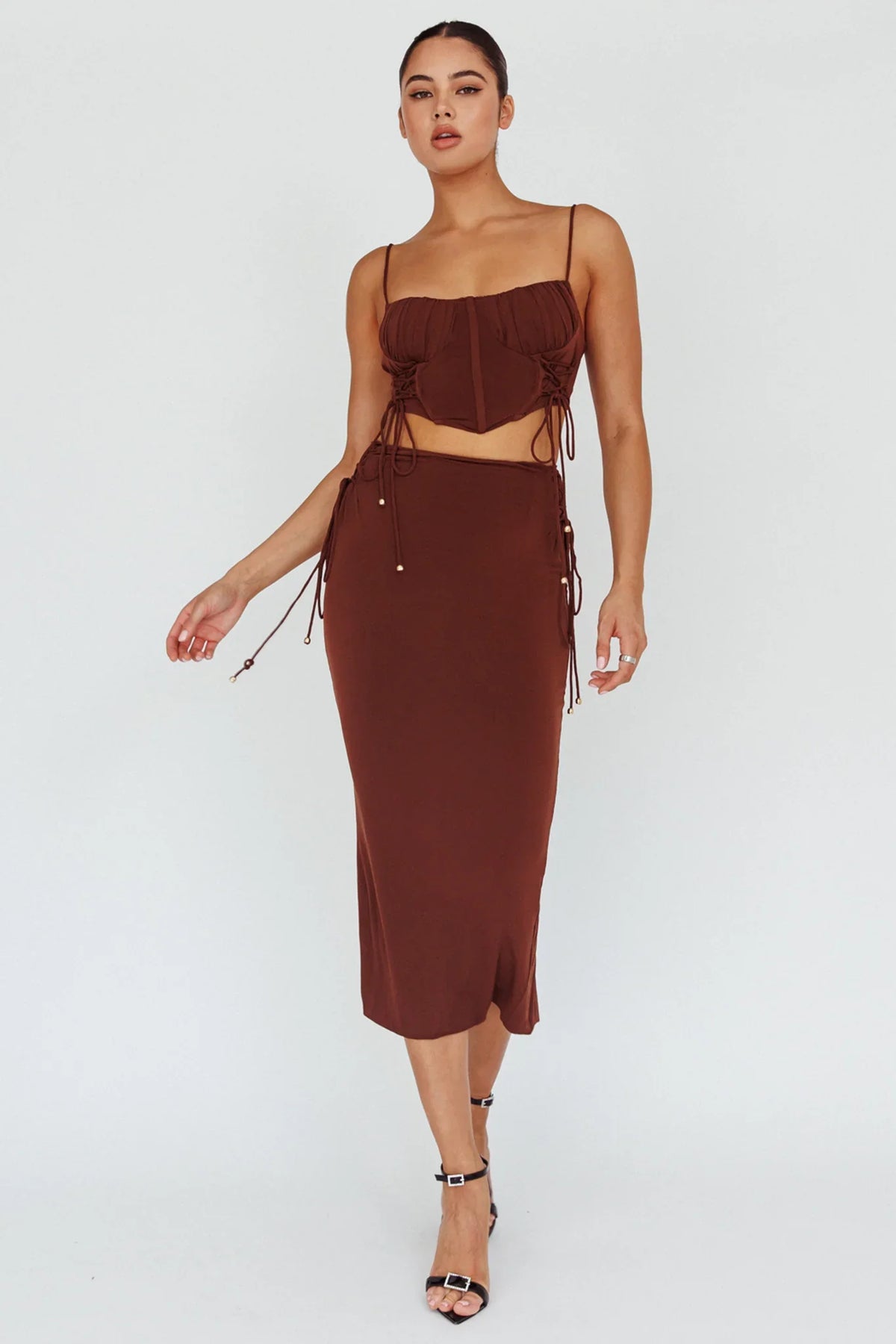 Graziella Corset Crop Top Chocolate