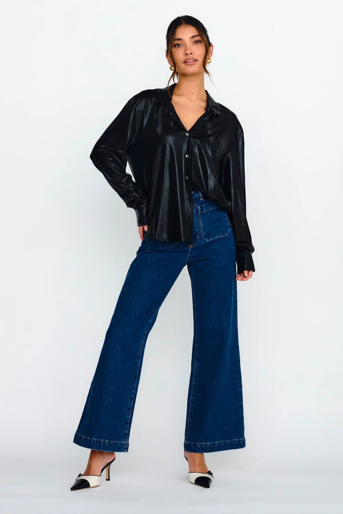 Benni Long Sleeve Button-Up Shirt Black