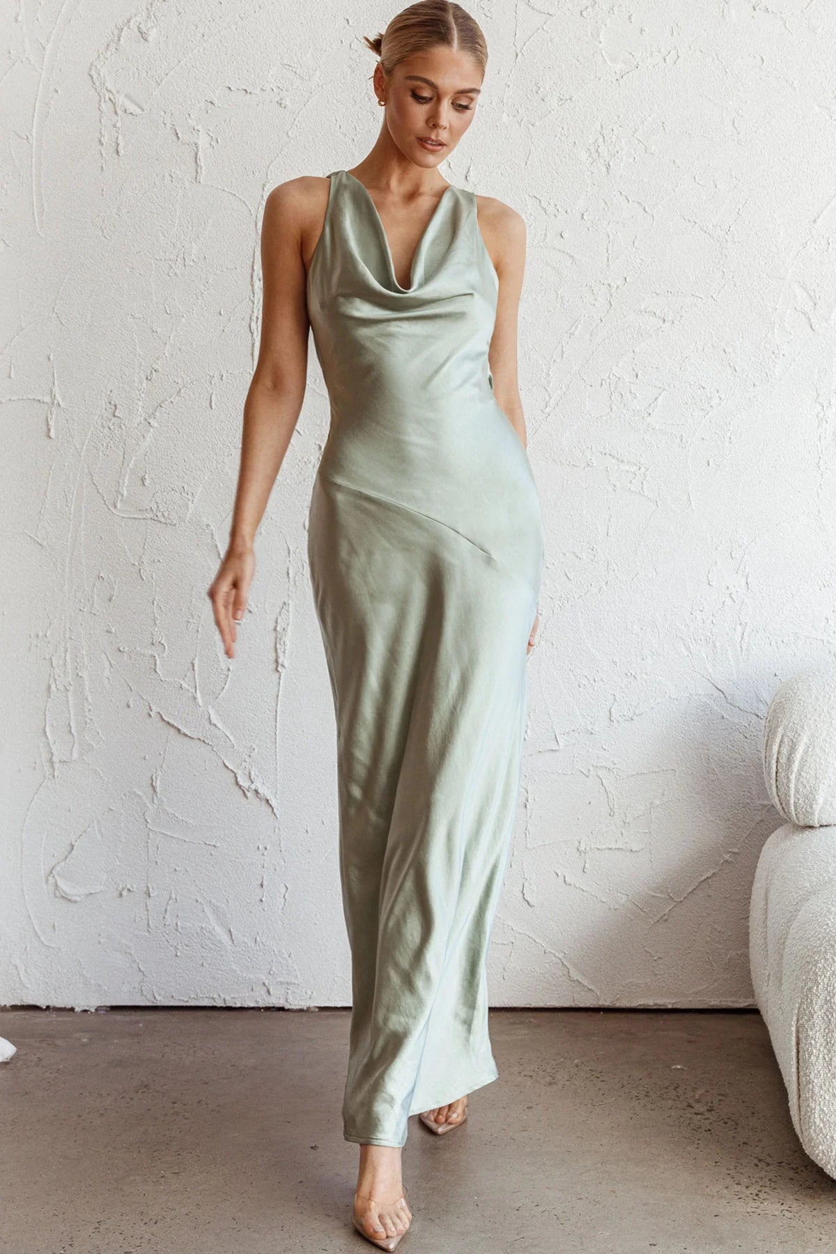Cassiopeia Open Back Maxi Dress Pistachio