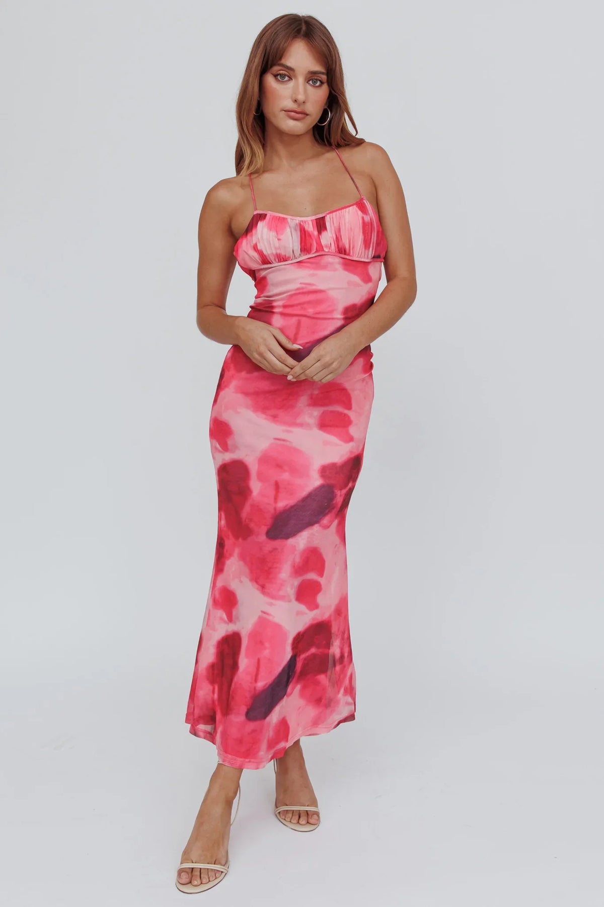Blossom Belle Low Back Maxi Dress Print Red