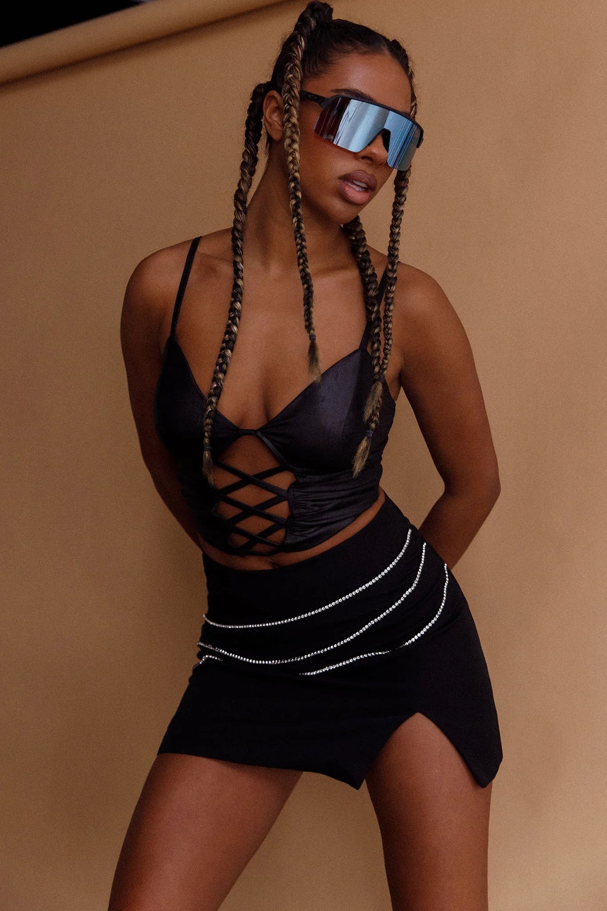 Miette Criss-Cross Crop Top Black
