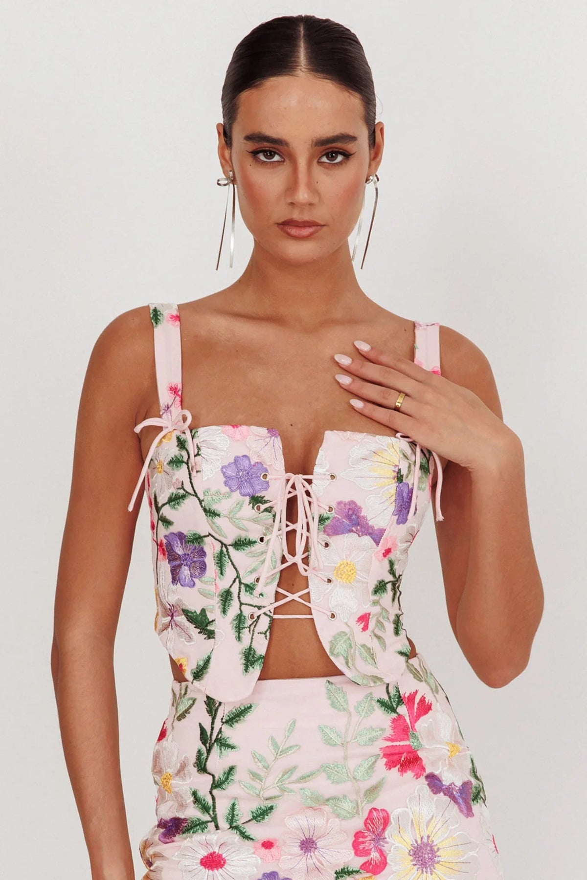 High Street Jacquard Corset Top Floral Multi