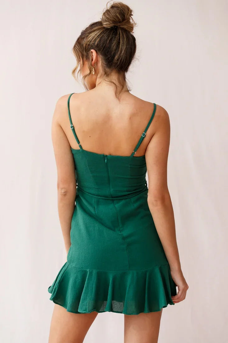 Hart Flowy Chiffon Mini Dress Forest Green