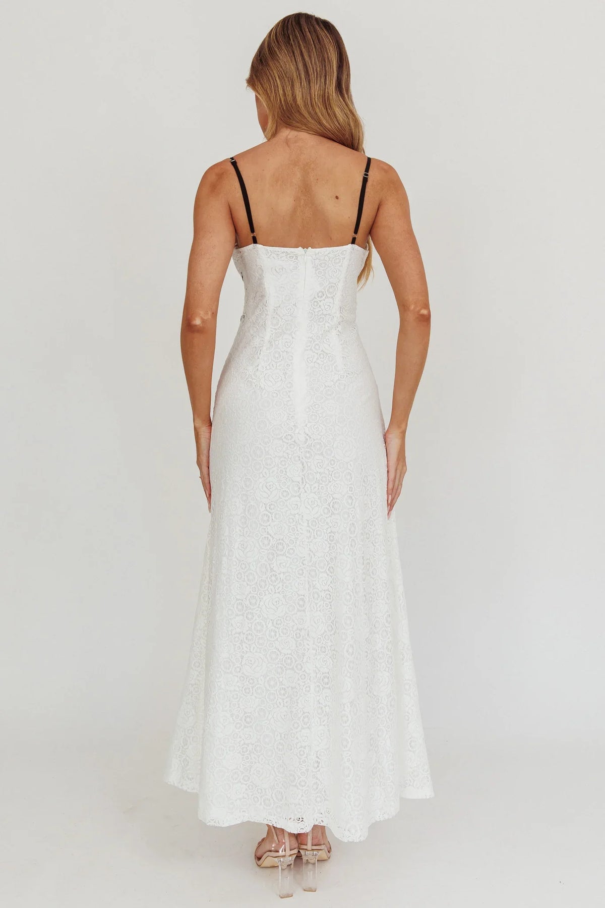 Find Your Way Lace Contrast Maxi Dress White