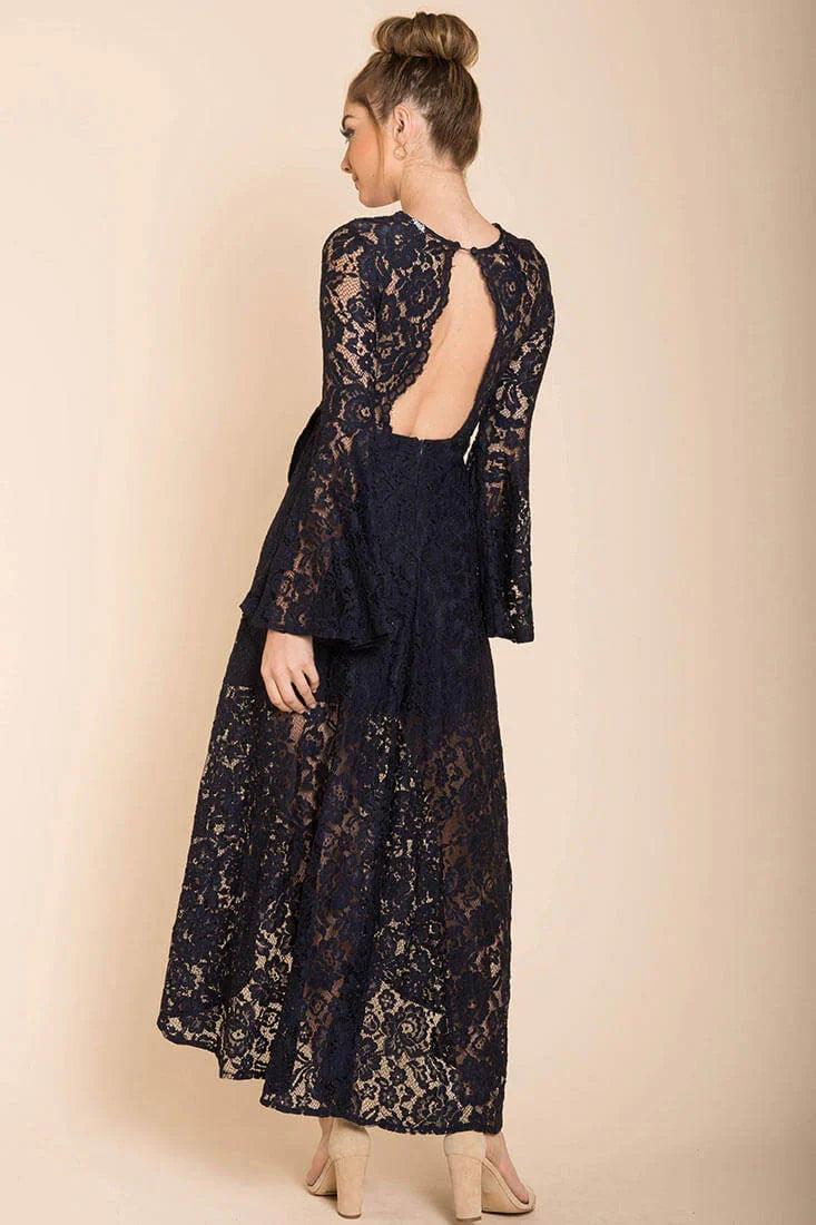 Aviva Gypsy Glam Maxi Dress Navy