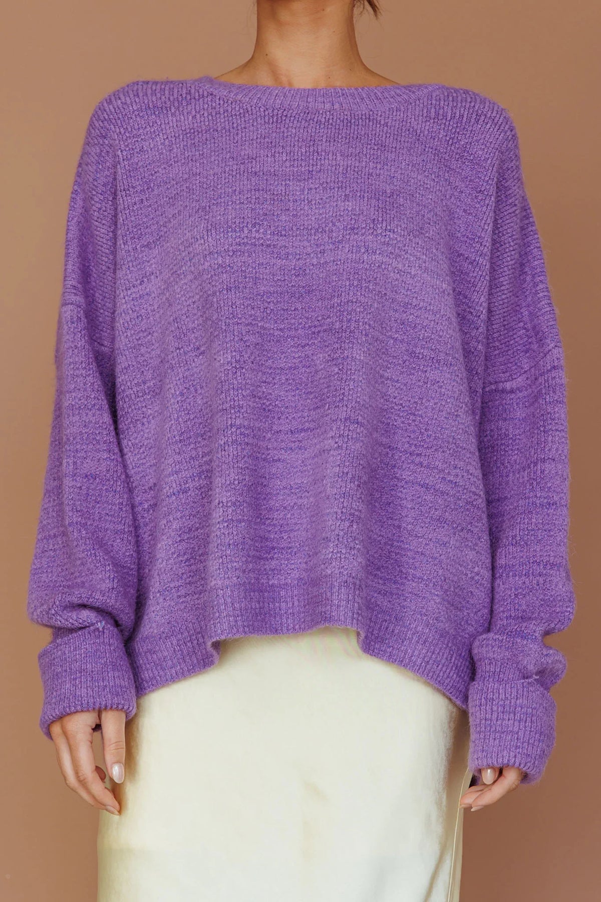 Kayce Dropped Shoulder Knit Sweater Purple