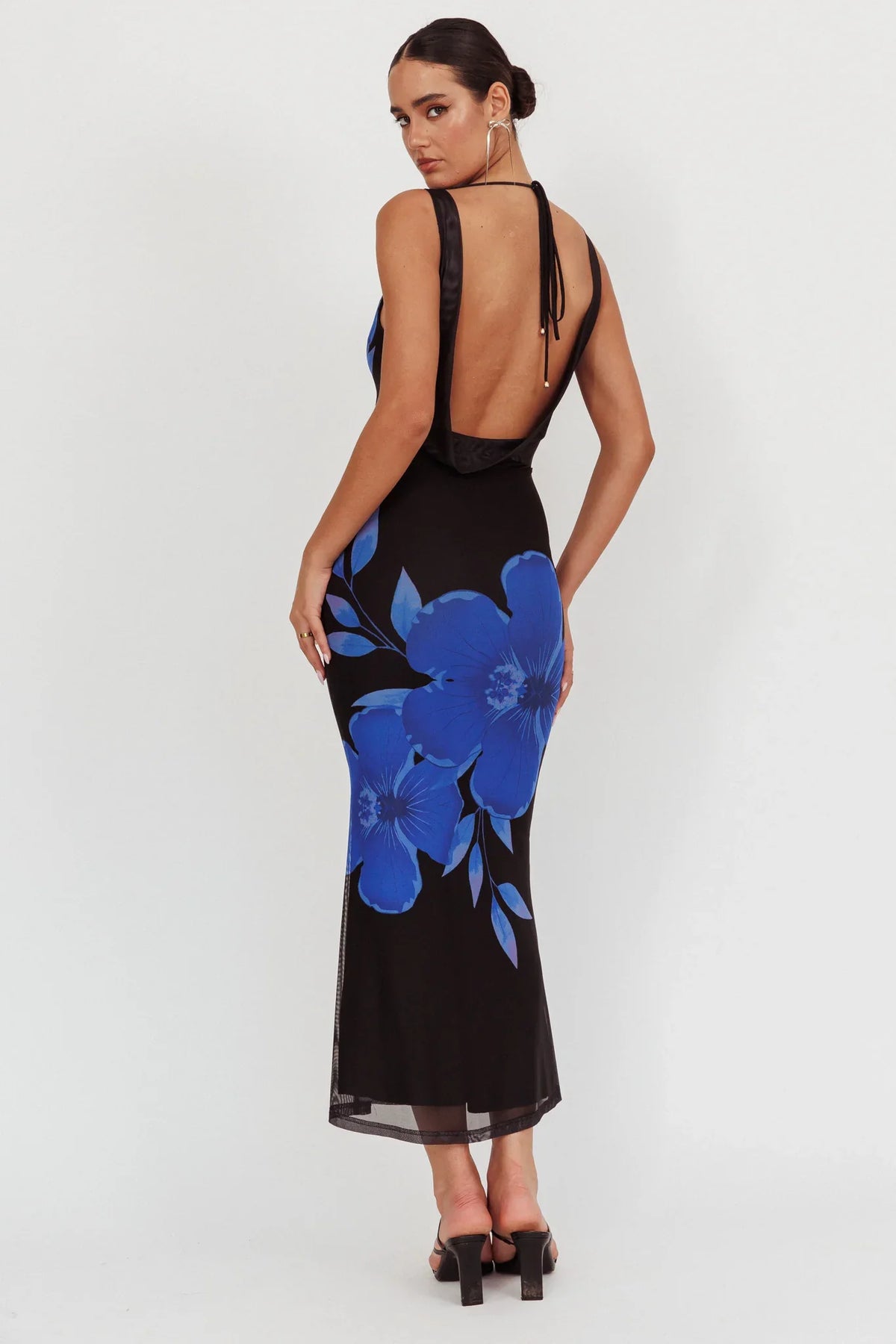Cassiopeia Open Back Maxi Dress Hibiscus Blue