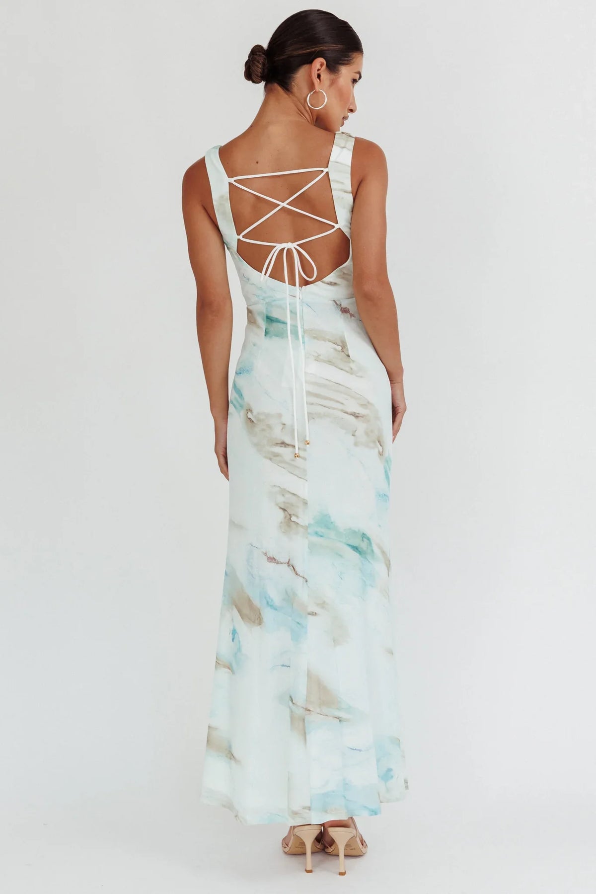 Jovelle Strappy Back Maxi Dress Marble Blue