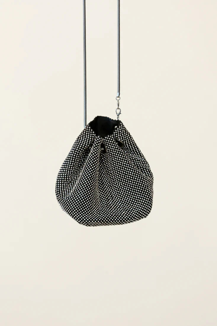 Own The Night Diamante Mesh Bag Black