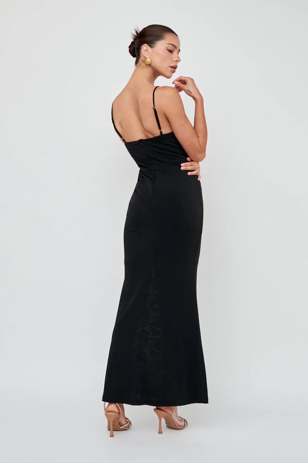 Well Versed Lace Split Maxi Dress Black