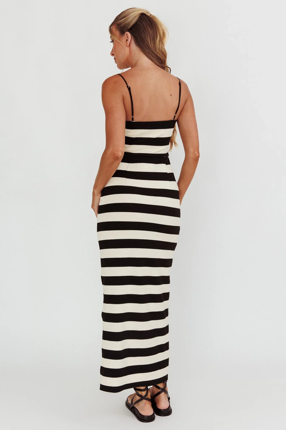 Gracey Cami Strap Maxi Dress Stripe Black
