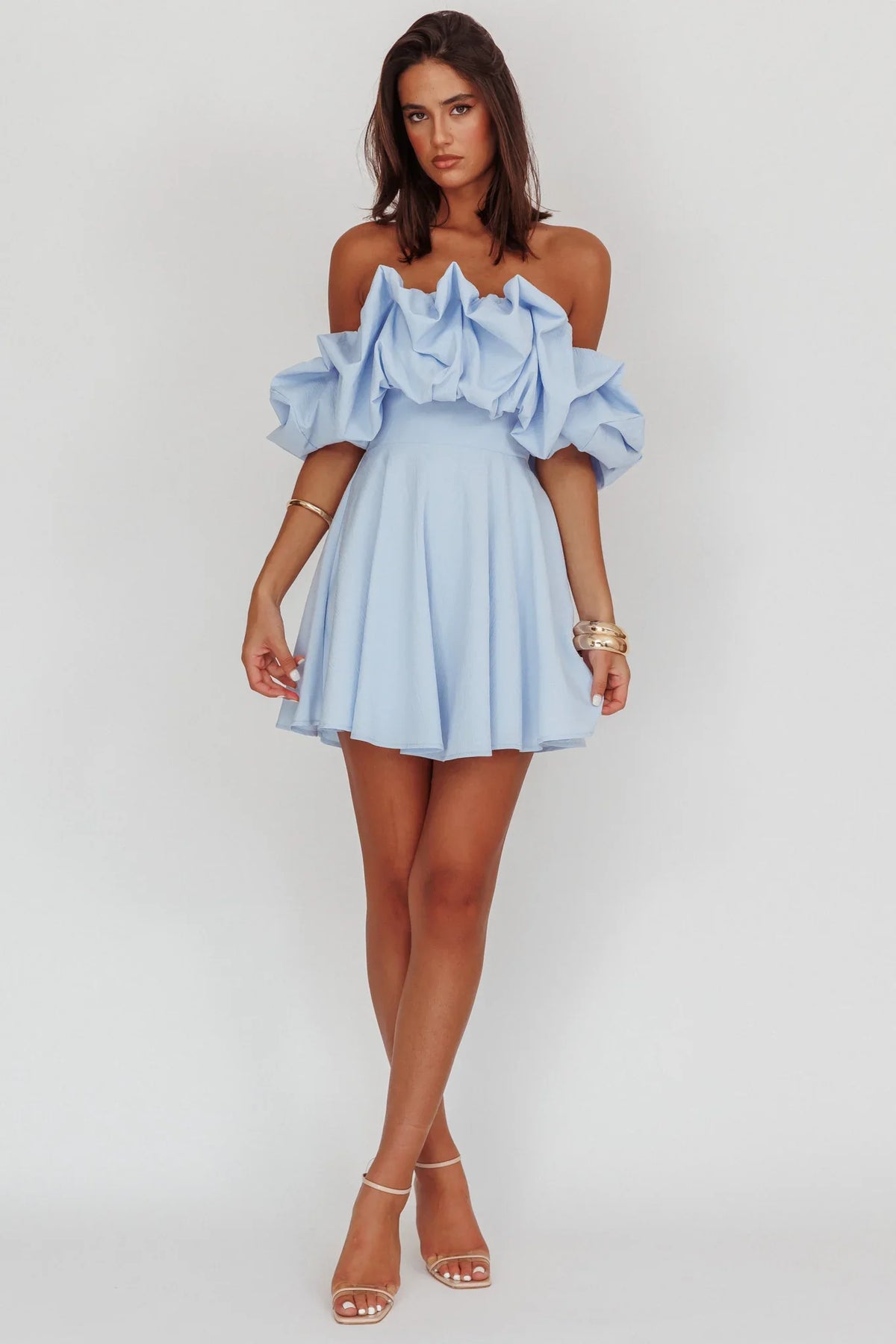 Kailynn Off-Shoulder A-Line Mini Dress Blue