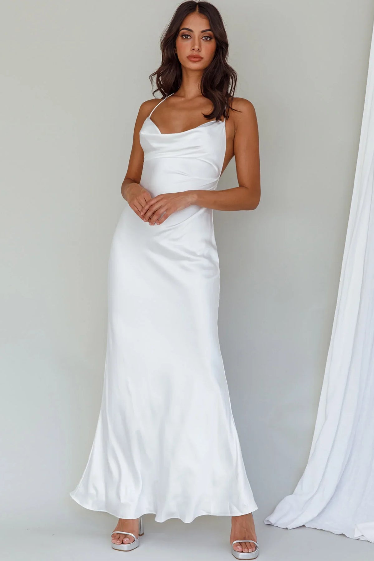 Palma Low Back Strappy Maxi Dress White