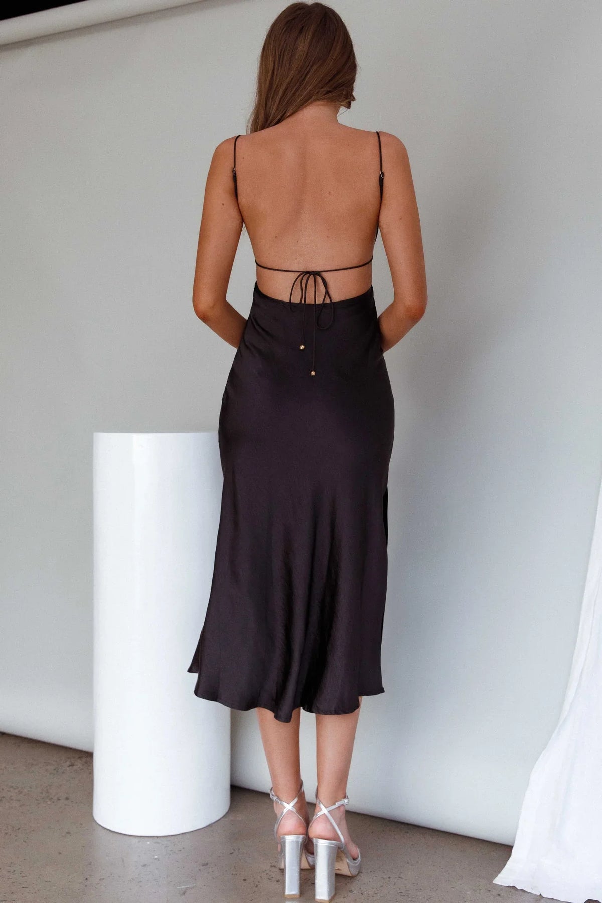 Dolce Life Low Back Midi Dress Black