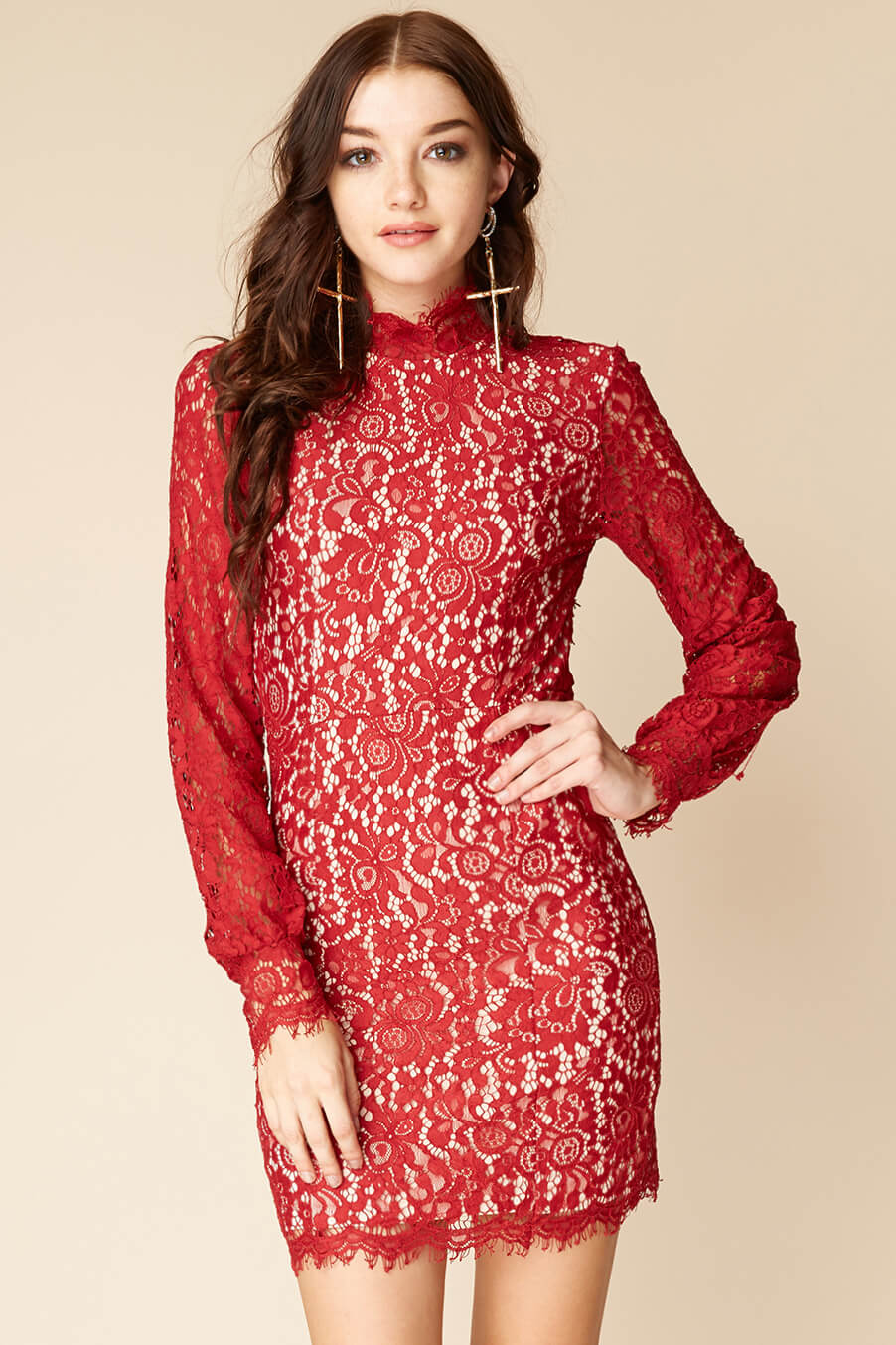 Becka Lace Dress Berry