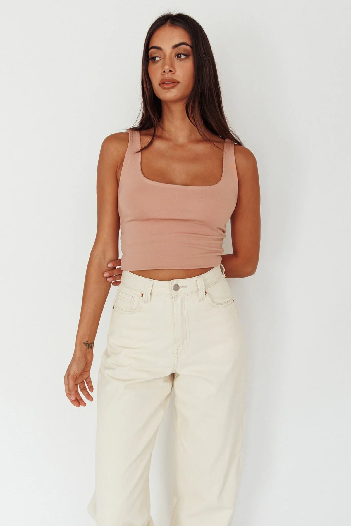 Pali U-Neckline Crop Top Nude