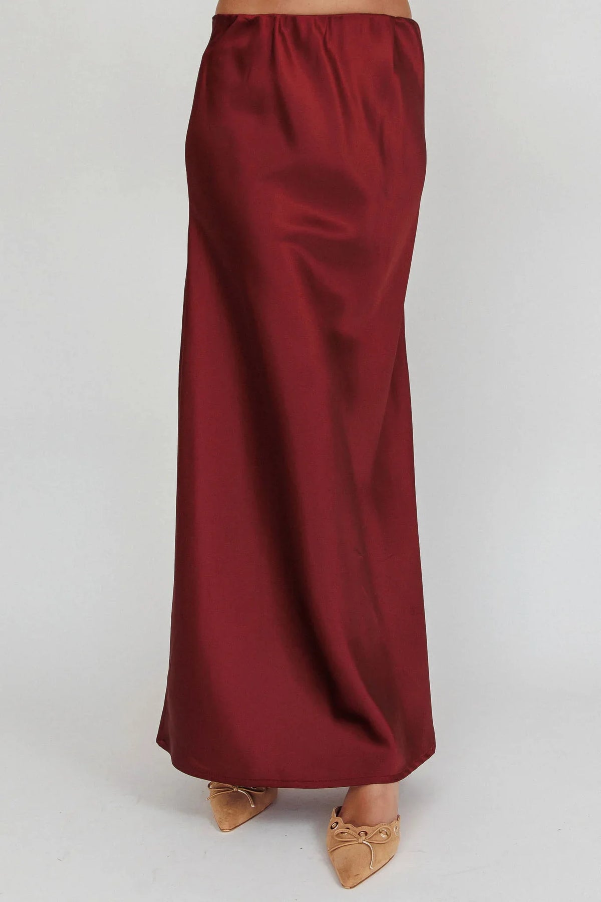 Cherubim Satin Maxi Skirt Wine