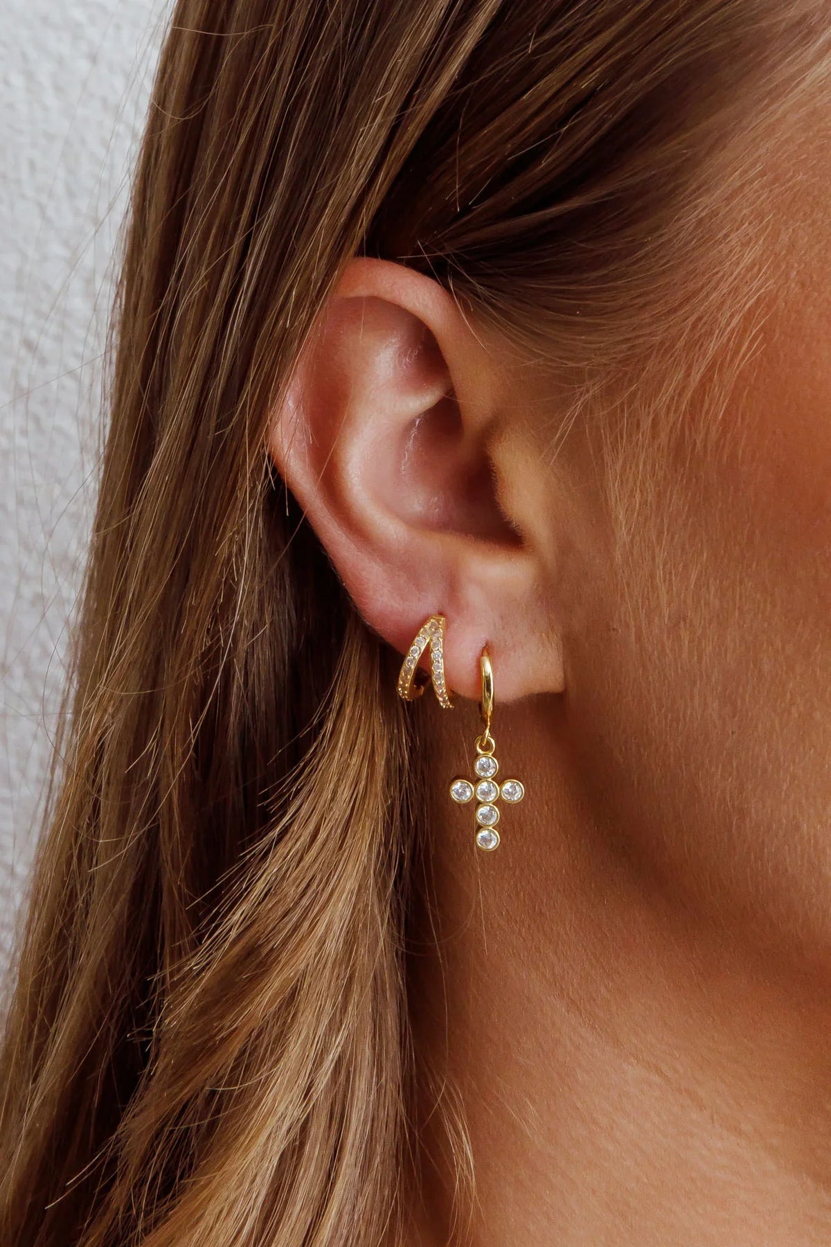 Graduation Diamante Hoop Earrings Gold