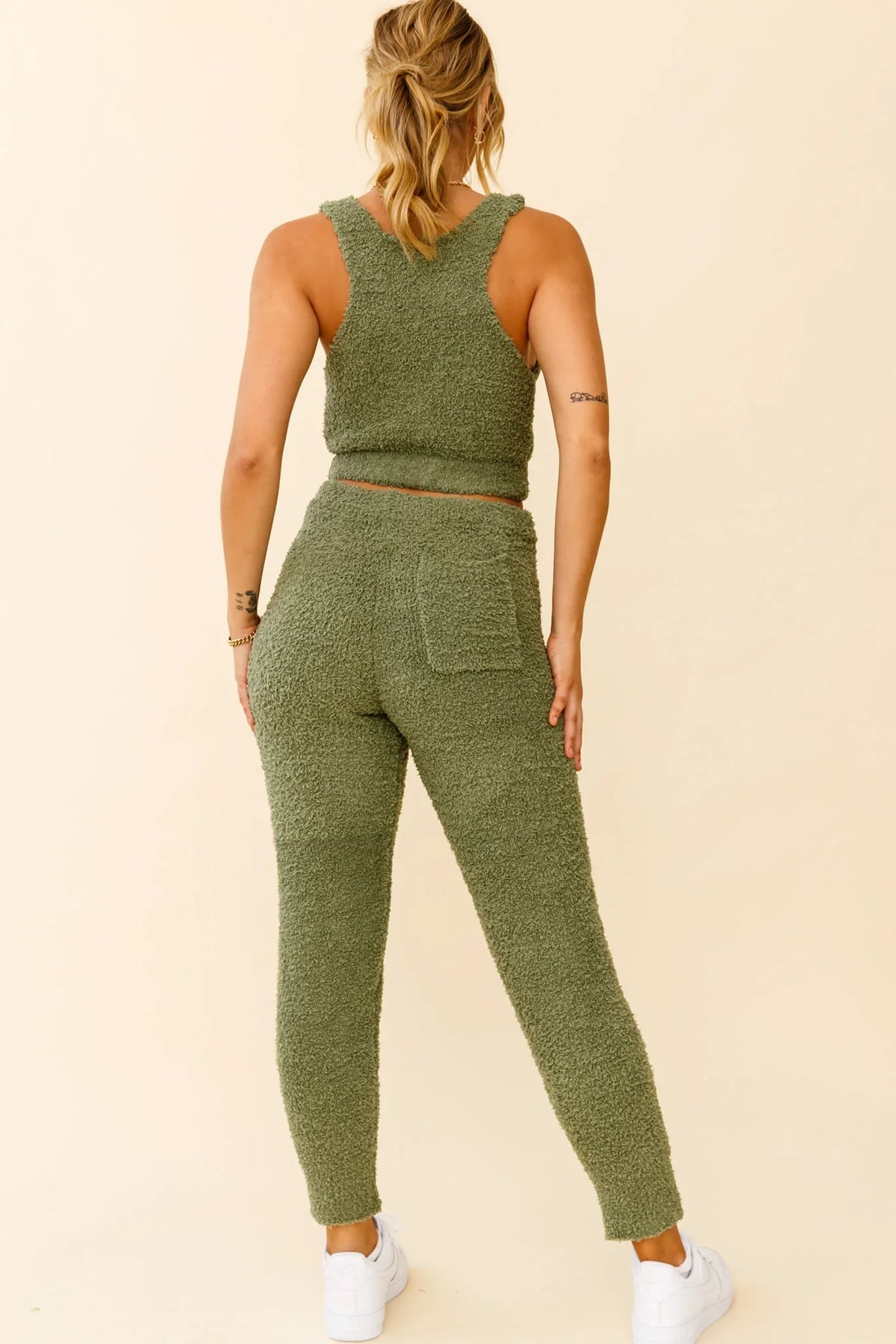 My Girl Fuzzy Knit Jogger Pants Sage