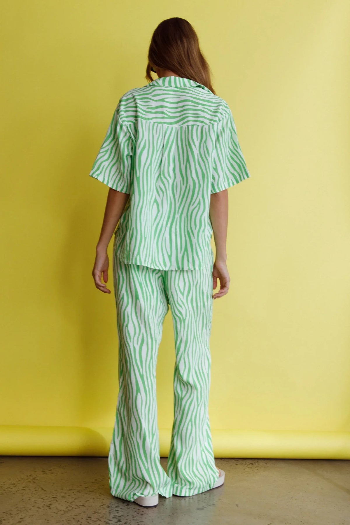Just A Hunch Button Shirt Zebra Green