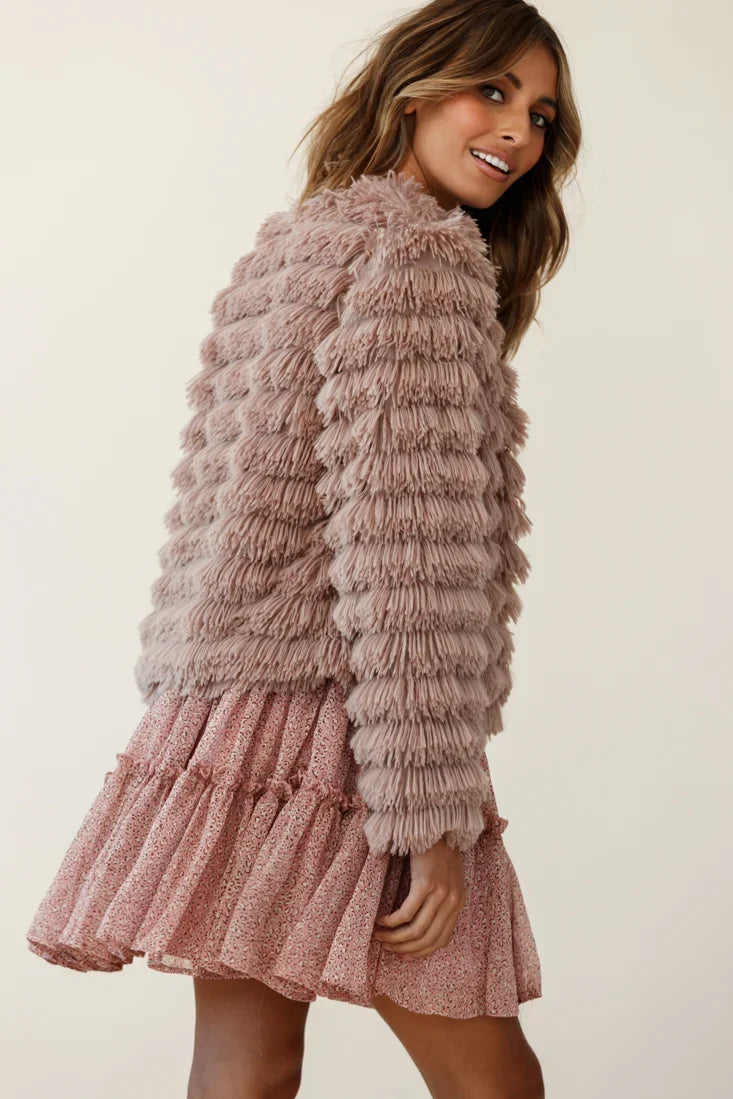 Montana Shaggy Faux Fur Jacket Camel
