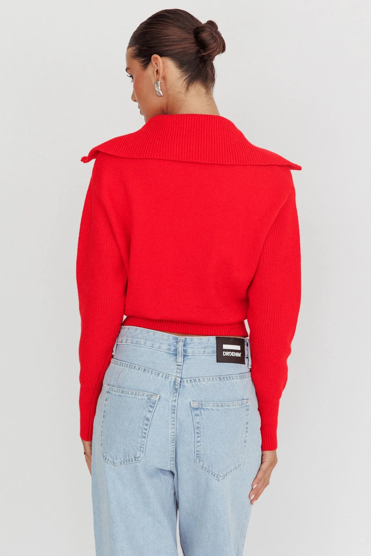 Dawneta Half Zipper Knit Pullover Red