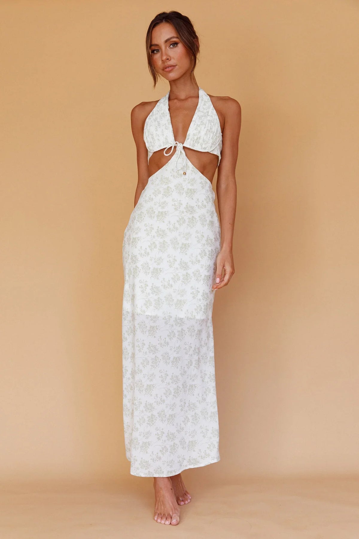 Paradise Found Cut-Out Midi Dress Floral Sage