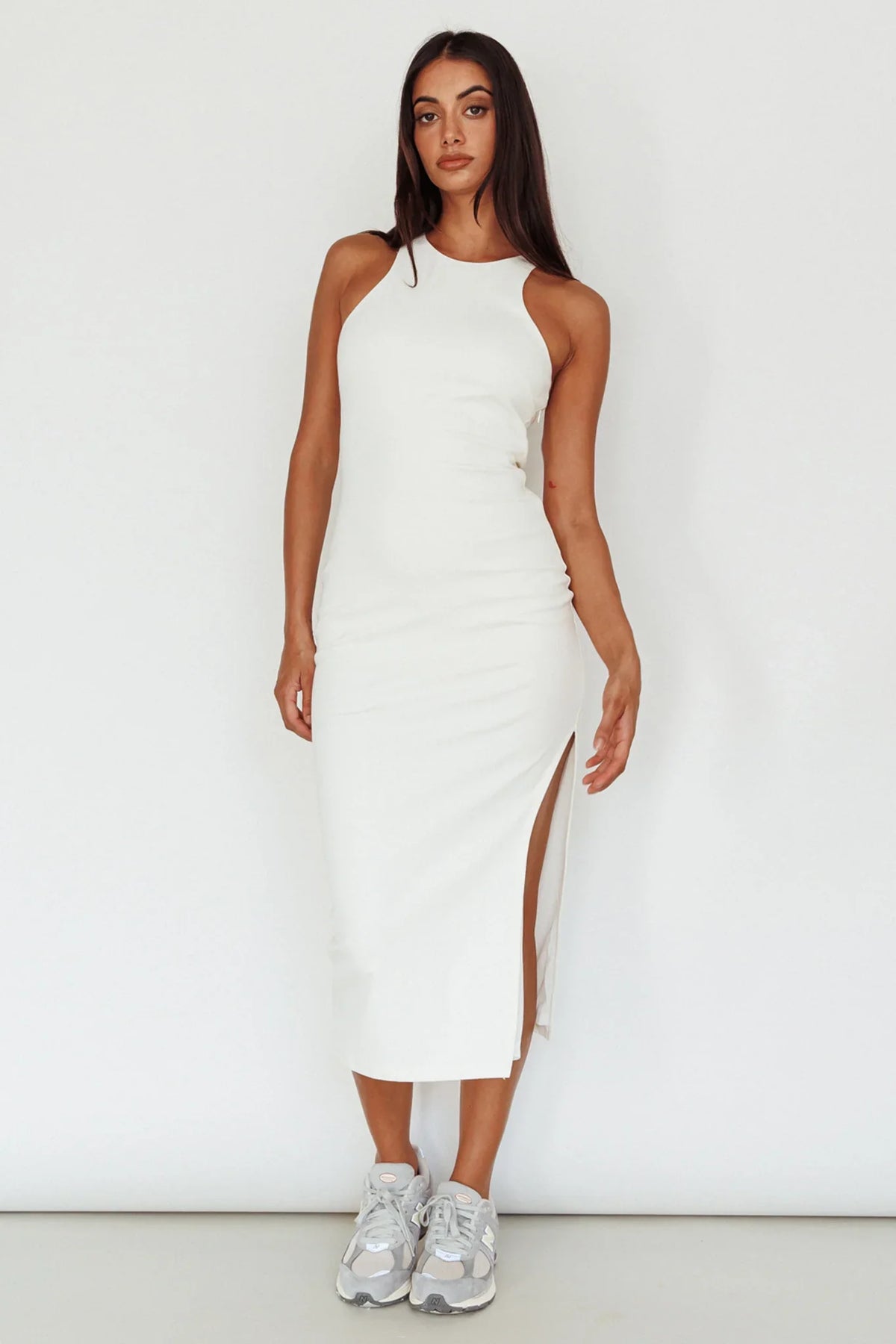 Voyage Racerback Midi Dress White