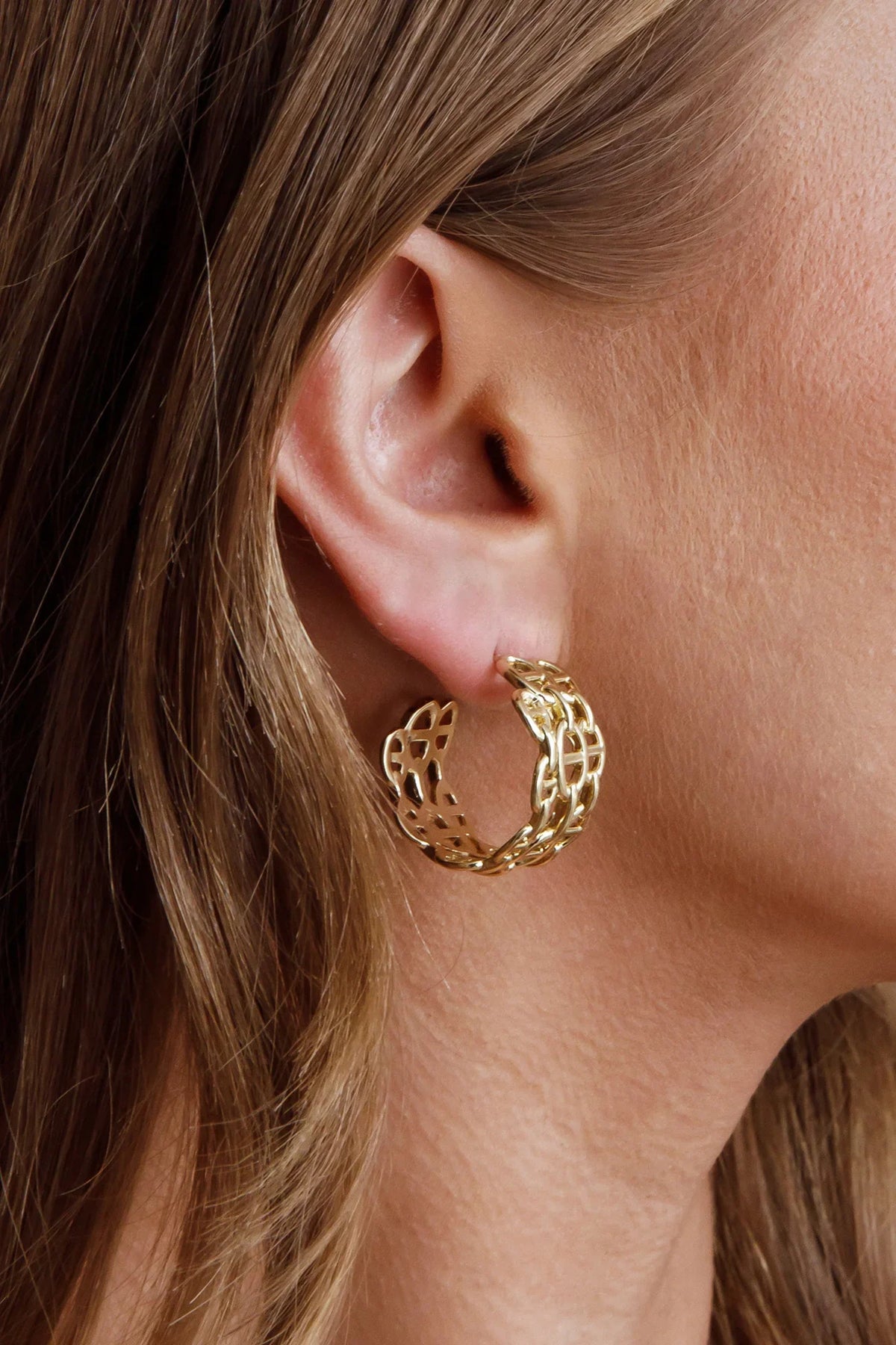 Georgiana Open Chain Hoop Earrings Gold