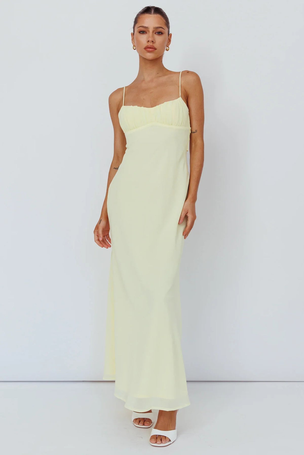 Nerida Twist Back Maxi Dress Lemon