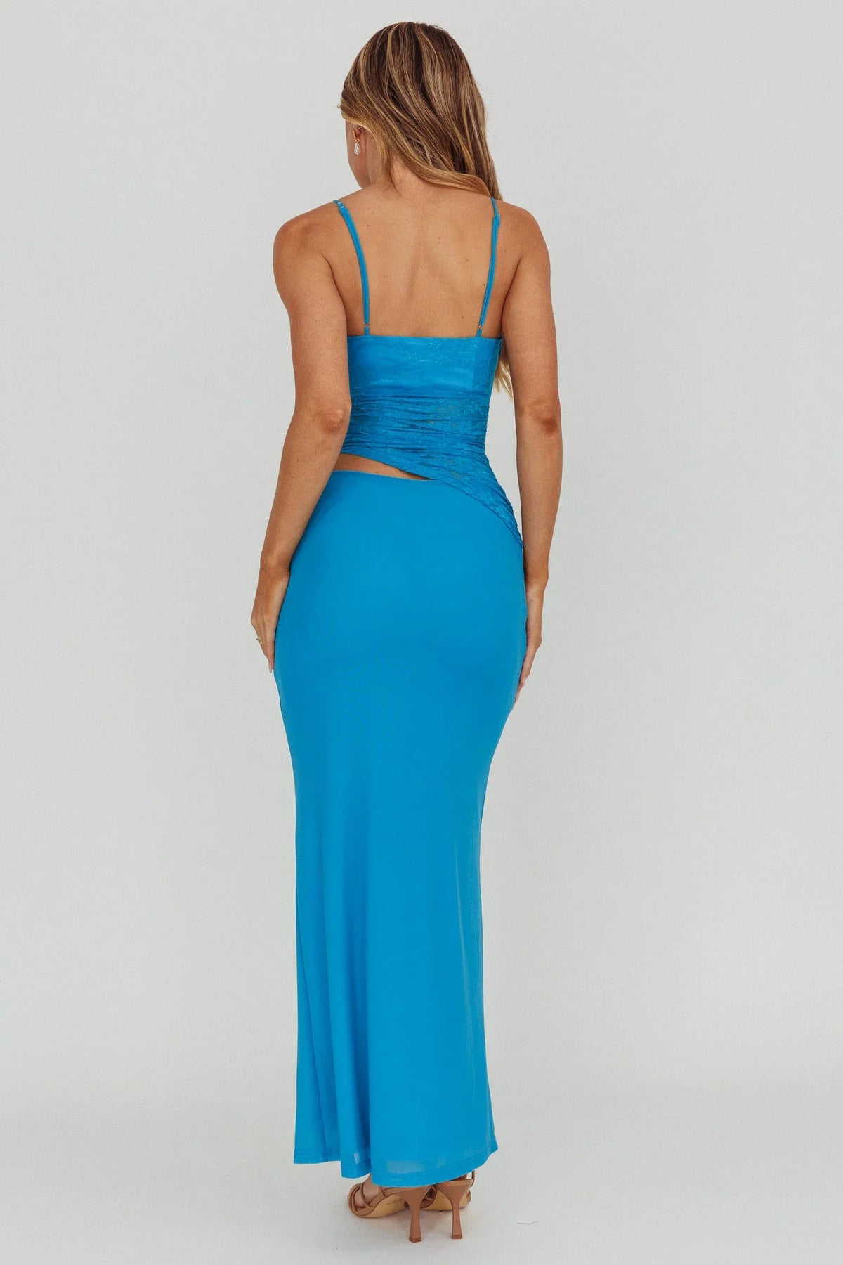 Lorely Lace Bodice Maxi Dress Blue