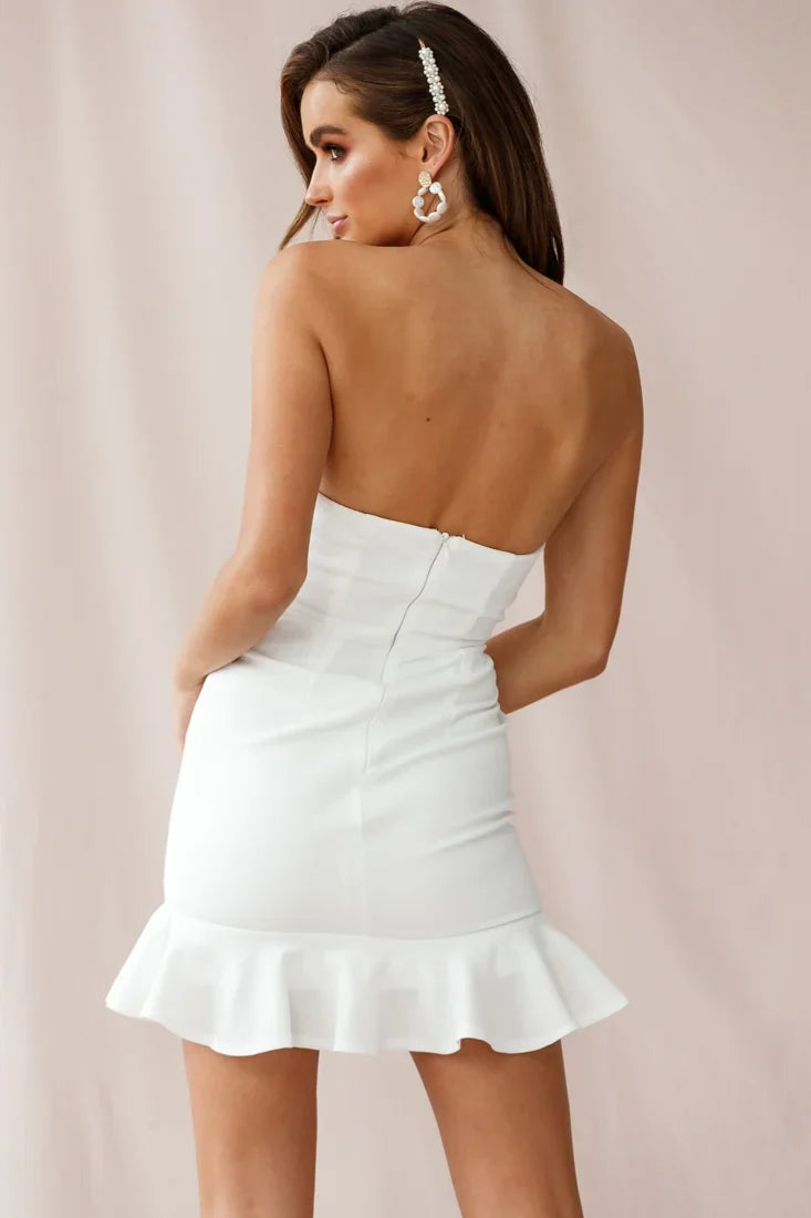 Prom Queen Bandeau Mini Dress White