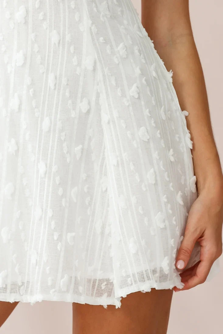 Lullaby Surplice Neckline Embellished Dress White