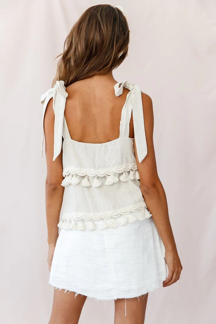 Zambia Raw Edge Wrap Skirt White