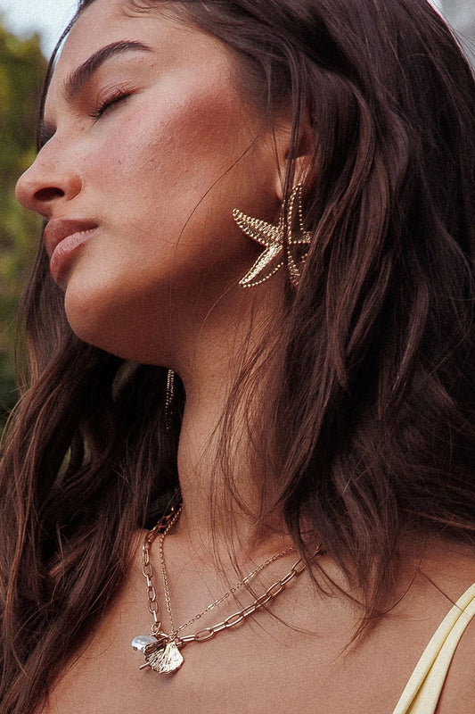 Delphin Starfish Drop Earrings Gold