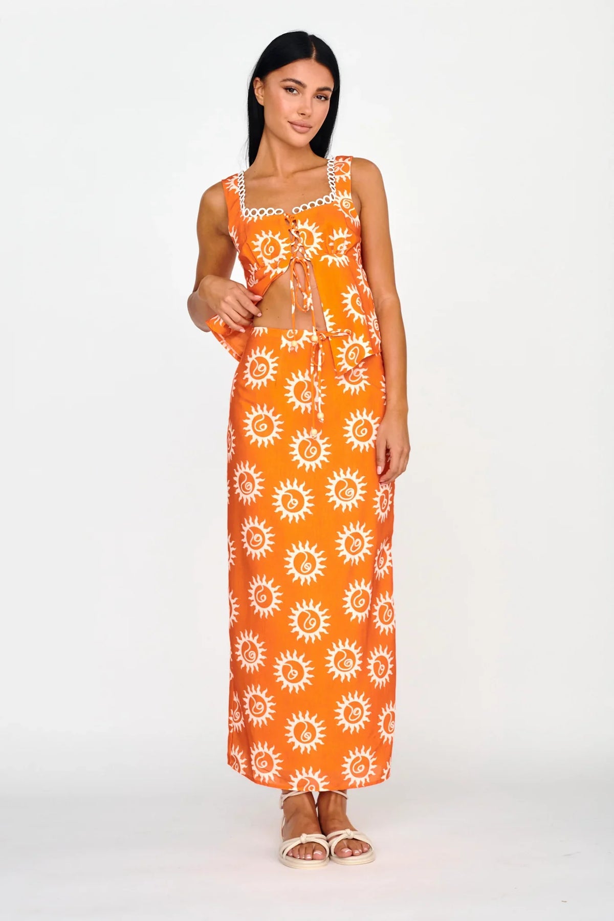 Sun Days Midi Skirt Sun Orange