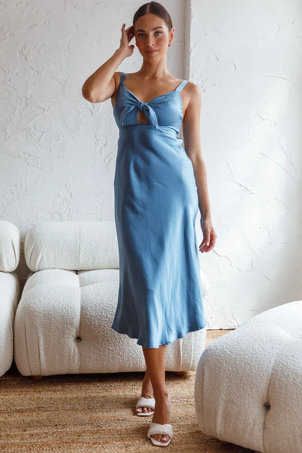 Perfect Day Satin Midi Dress Teal