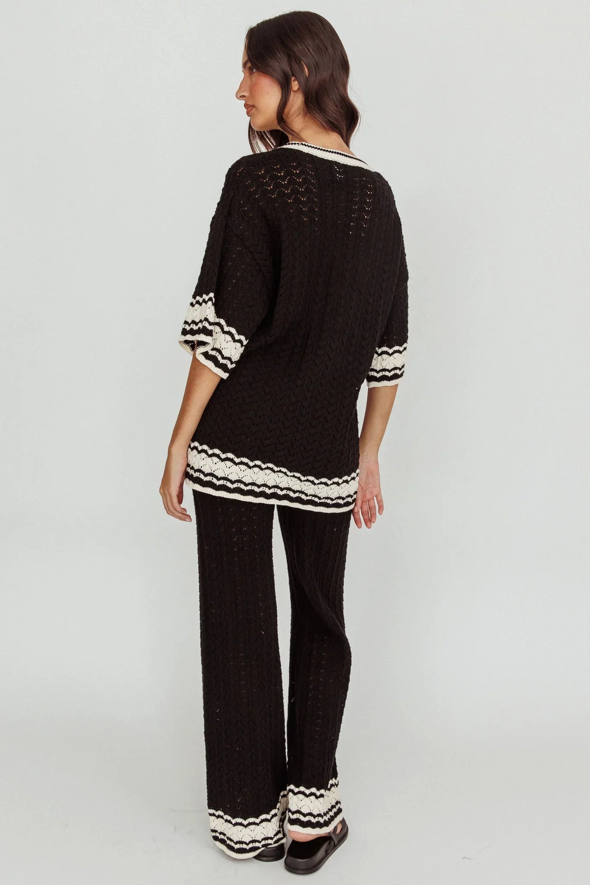 Rhodes Cotton Straight Leg Knit Pants Black