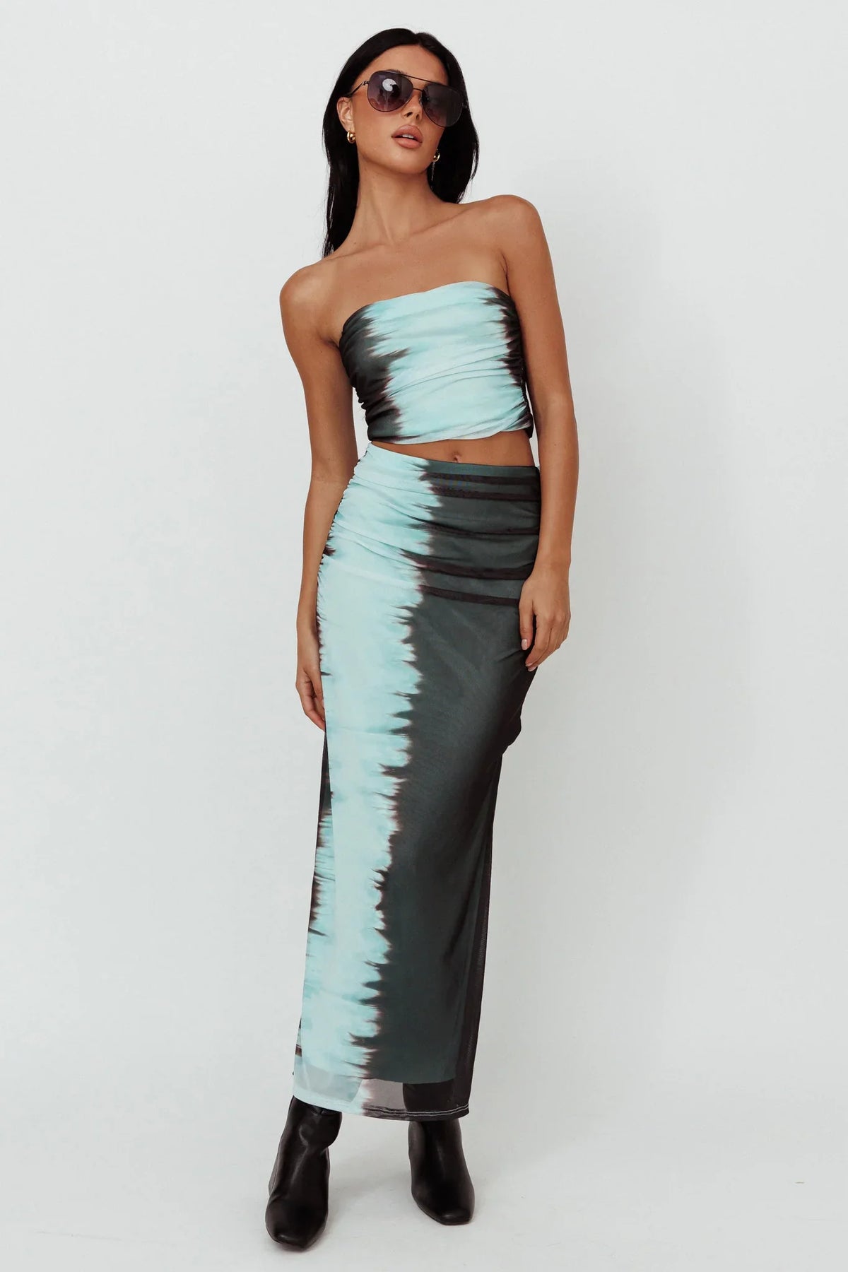 Jolyn Strapless Mesh Top Charcoal
