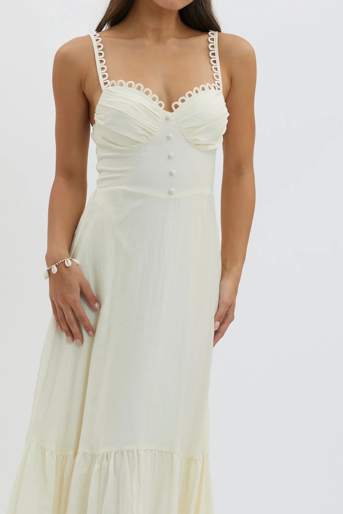 Golden Suns Scallop Trim Midi Dress Butter