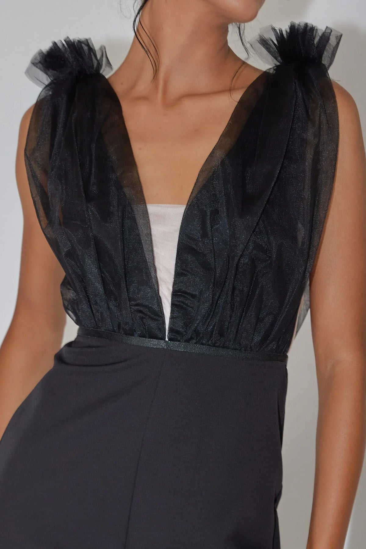 Lovinia Mesh Bodice Jumpsuit Black